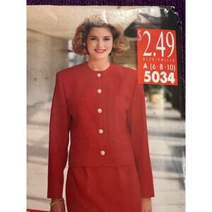 Butterick 5034 pattern blazer boxy boyfriend 1980s size 6 8 10